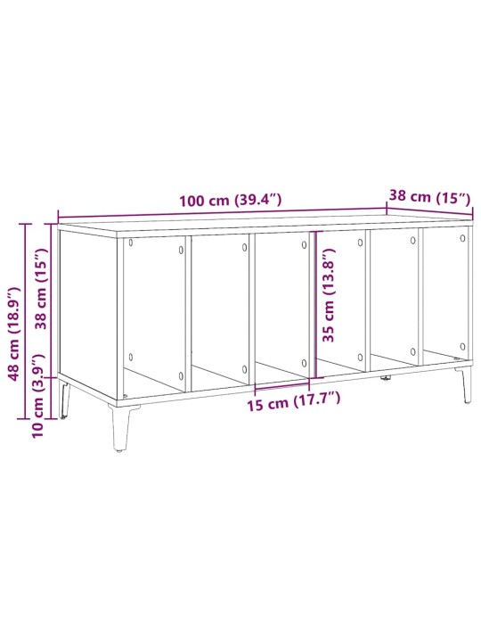 LP-levyjen säilytyskaappi vanha puu 100x38x48 cm tekninen puu