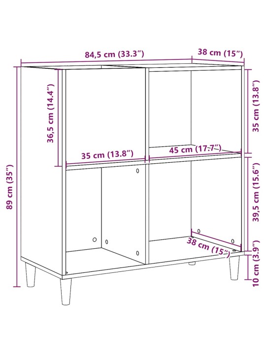 Lp-levyjen säilytyskaappi käsityöläinen tammi 84,5x38x89 cm puu