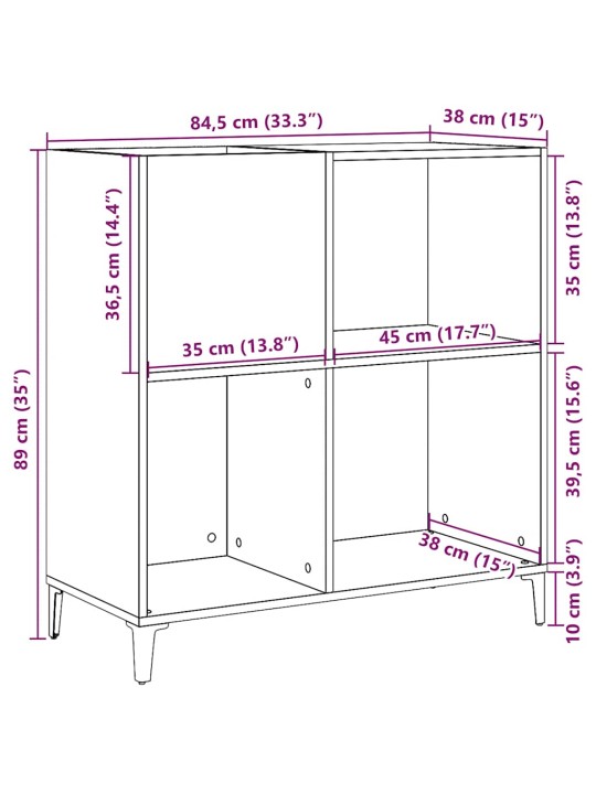 Lp-levyjen säilytyskaappi käsityöläinen tammi 84,5x38x89 cm puu