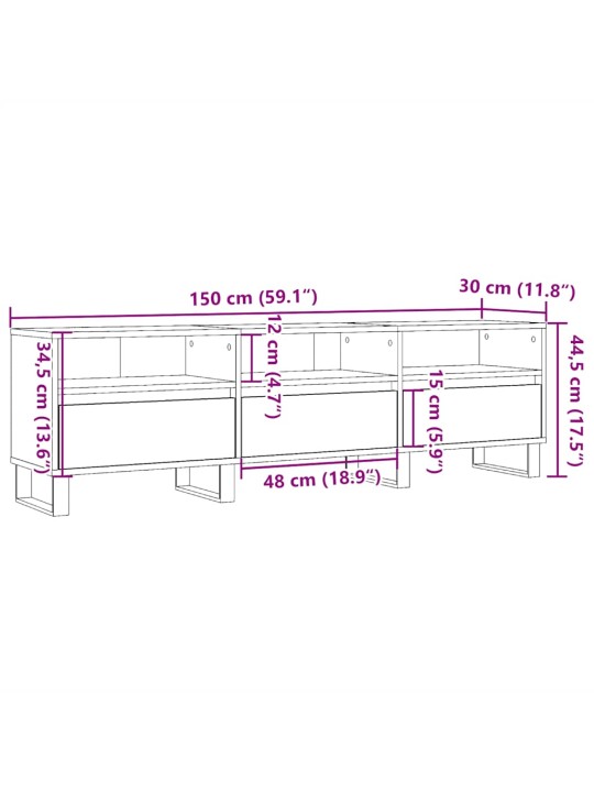 TV-taso vanhaa puuta 150x30x44,5 cm tekninen puu