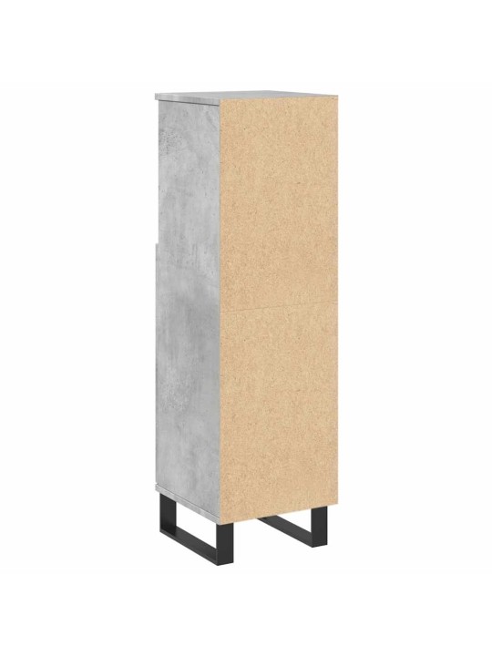 Kylpyhuoneen kaappi betoninharmaa 30x30x100 cm tekninen puu