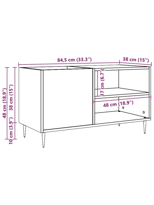 LP-levyjen säilytyskaappi vanha puu 84,5x38x48 cm tekninen puu