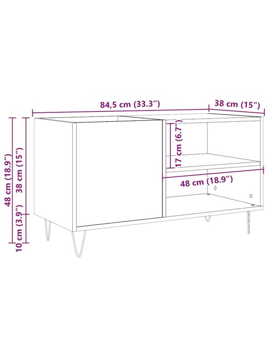 LP-levyjen säilytyskaappi vanha puu 84,5x38x48 cm tekninen puu