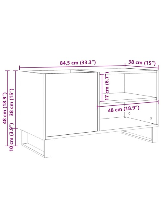 LP-levyjen säilytyskaappi vanha puu 84,5x38x48 cm tekninen puu