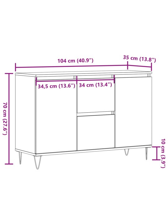 Senkki artesaani tammi 104x35x70 cm tekninen puu