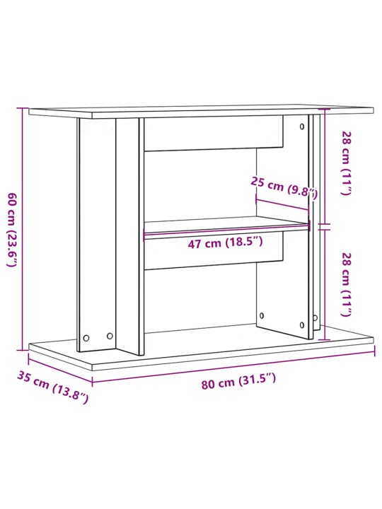 Akvaarioteline artesaani tammi 80x35x60 cm tekninen puu