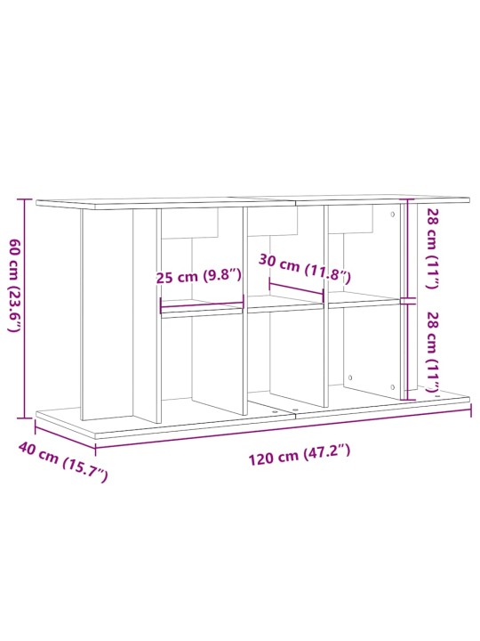 Akvaarioteline artesaani tammi 120x40x60 cm tekninen puu