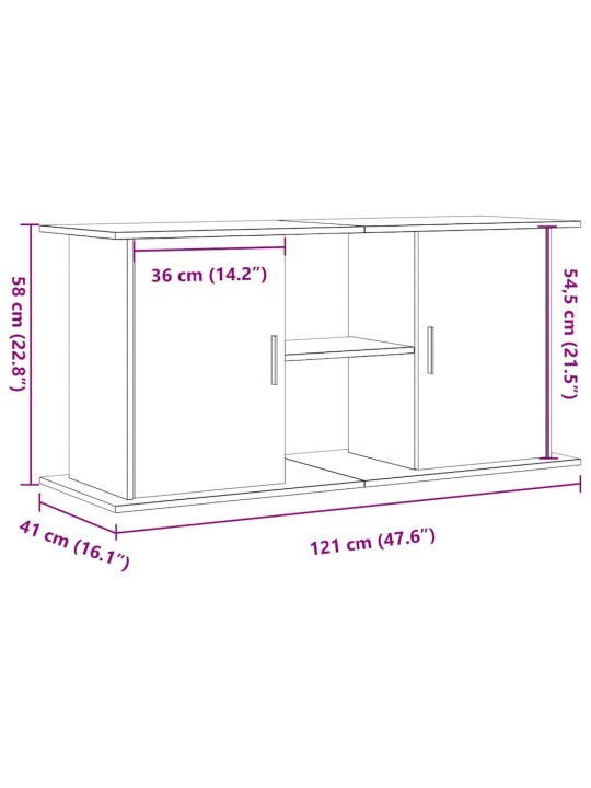 Akvaarioteline vanha puu 121x41x58 cm tekninen puu