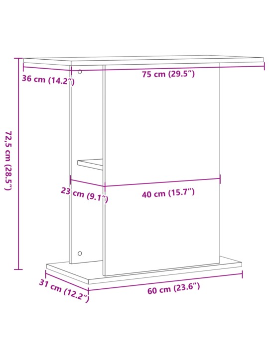 Akvaarioteline artesaani tammi 36x60,5x72,5 cm tekninen puu