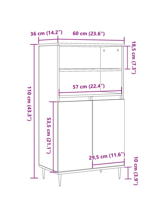 Kaappi vanha puu 60x36x110 cm tekninen puu