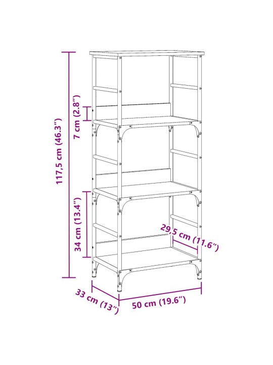 Kirjahylly vanhaa puuta 50x33x117,5 cm lastulevy