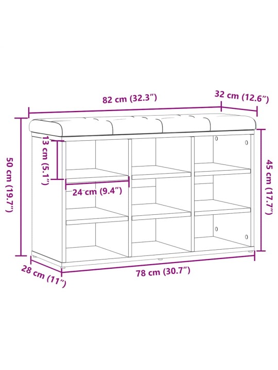 Kenkien säilytyspenkki vanhaa puuta 82x32x50 cm lastulevy