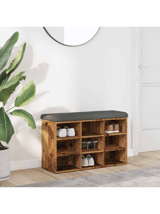 Kenkien säilytyspenkki vanhaa puuta 82x32x50 cm lastulevy