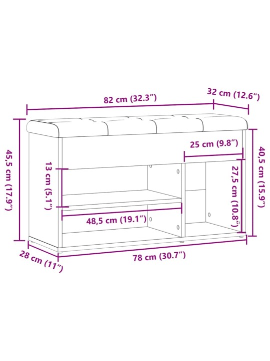 Kenkien säilytyspenkki vanhaa puuta 82x32x45,5 cm lastulevy