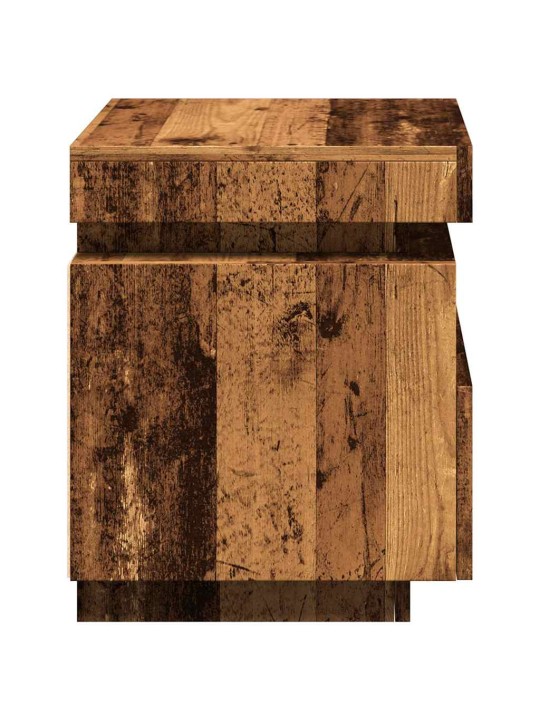 Yöpöytä led-valoilla vanhaa puuta 40x39x48,5 cm