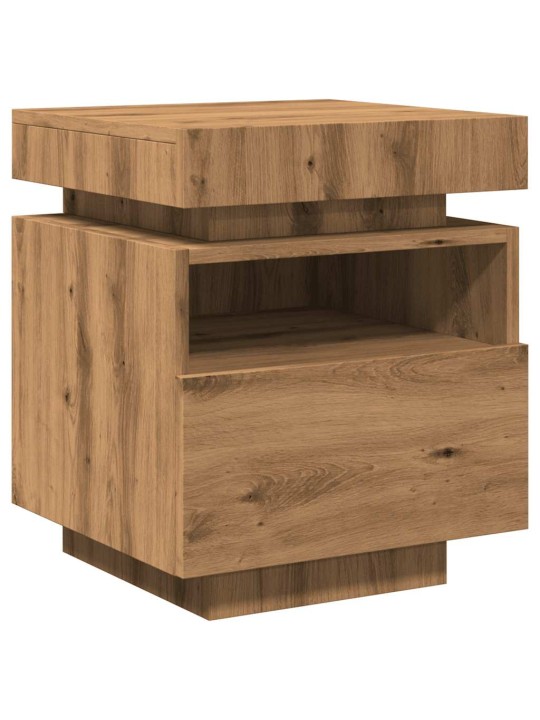 Yöpöytäkaappi led-valoilla artisan oak 40x39x48,5 cm