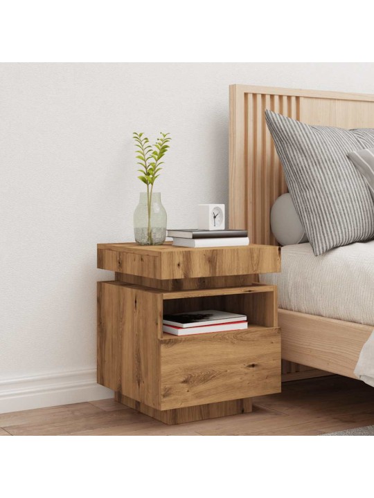 Yöpöytäkaappi led-valoilla artisan oak 40x39x48,5 cm
