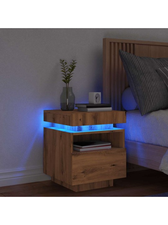 Yöpöytäkaappi led-valoilla artisan oak 40x39x48,5 cm