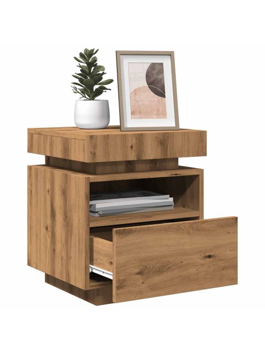 Yöpöytäkaapit led-valoilla 2 kpl artisan oak 40x39x48,5 cm
