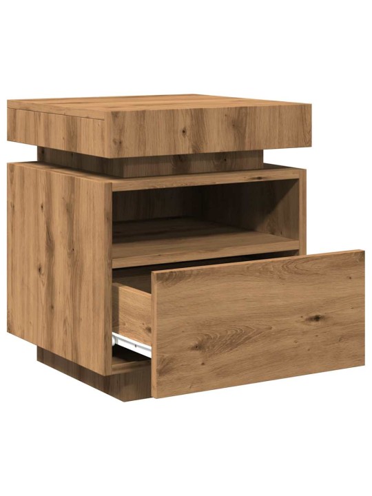 Yöpöytäkaapit led-valoilla 2 kpl artisan oak 40x39x48,5 cm