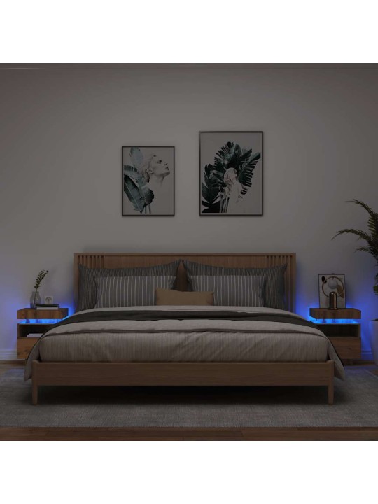 Yöpöytäkaapit led-valoilla 2 kpl artisan oak 40x39x48,5 cm