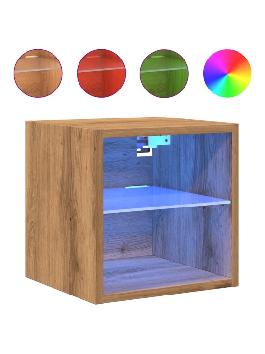 Tv-seinäkaappi led-valoilla artisan oak 30x28,5x30 cm