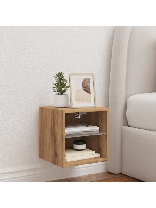 Tv-seinäkaappi led-valoilla artisan oak 30x28,5x30 cm