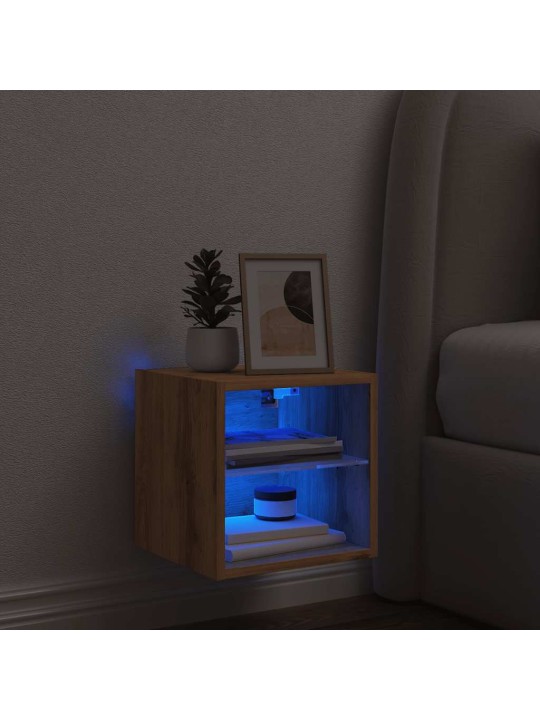 Tv-seinäkaappi led-valoilla artisan oak 30x28,5x30 cm
