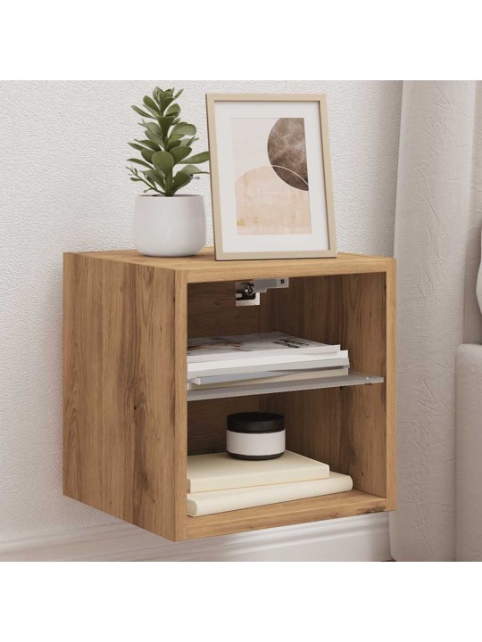 Tv-seinäkaappi led-valoilla artisan oak 30x28,5x30 cm