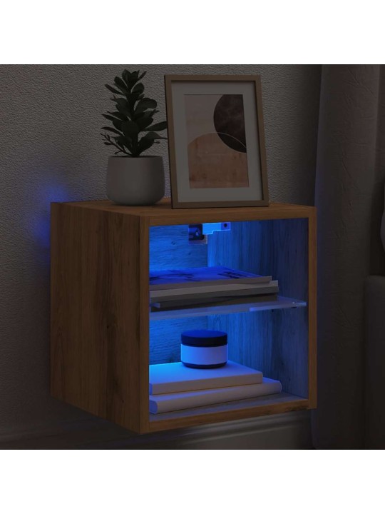 Tv-seinäkaappi led-valoilla artisan oak 30x28,5x30 cm