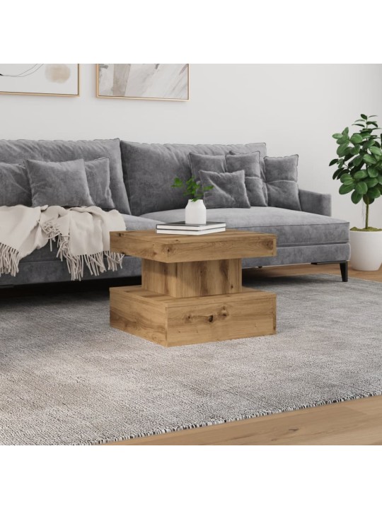 Sohvapöytä led-valoilla artesaani tammi 50x50x40 cm