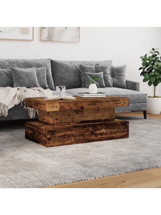 Sohvapöytä led-valoilla vanha puu 90x50x40 cm