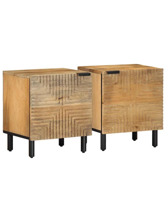 Yöpöytäkaapit 2 kpl ruskea 40x33x46 cm massiivipuu mango