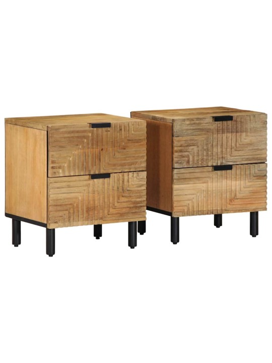 Yöpöytäkaapit 2 kpl ruskea 40x33x46 cm massiivipuu mango