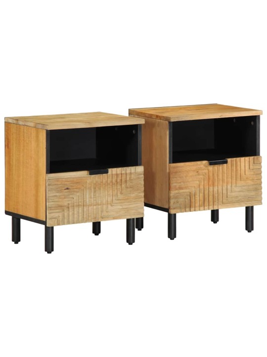 Yöpöytäkaapit 2 kpl ruskea 40x33x46 cm massiivipuu mango