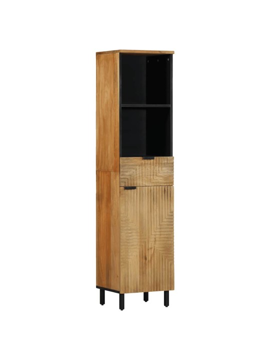 Kylpyhuonekaappi ruskea 38x33x160 cm massiivipuu mango