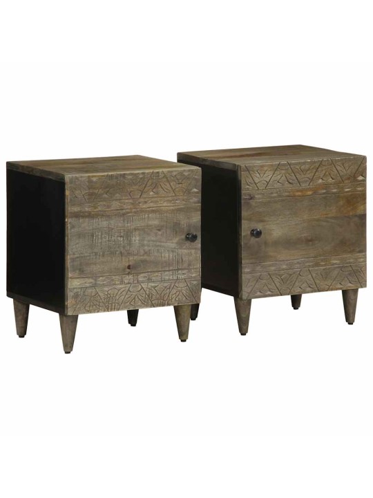 Yöpöytäkaapit 2 kpl vaaleanharmaa 40x33x46 cm massiivipuu mango