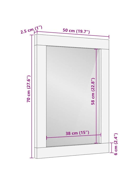 Kylpyhuonepeili 50x2,5x70 cm massiivipuu mango