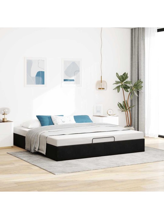 Ottomaanien sängyn runko ilman patjaa musta 200x200 cm sametti