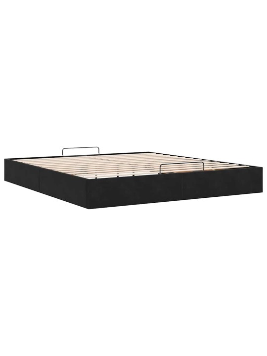 Ottomaanien sängyn runko ilman patjaa musta 200x200 cm sametti