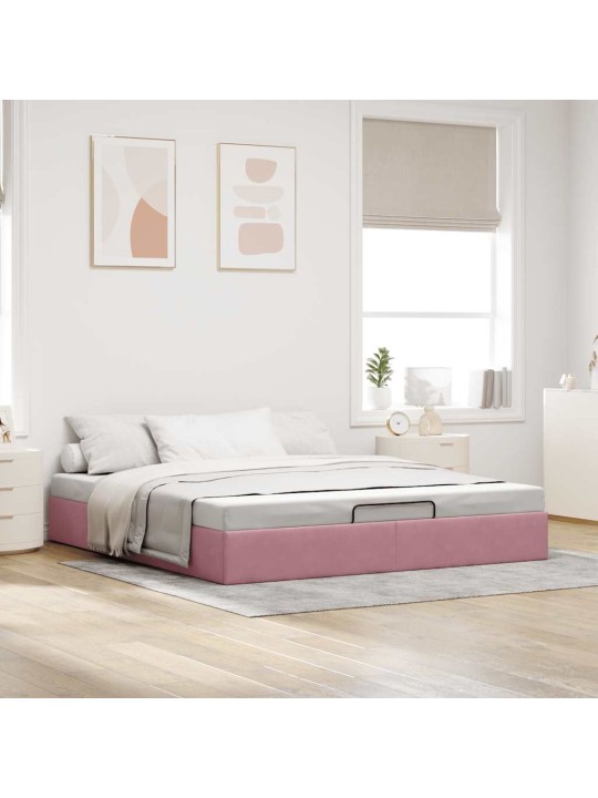 Ottomaanien sängyn runko ilman patjaa pinkki 200x200 cm sametti