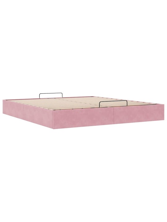 Ottomaanien sängyn runko ilman patjaa pinkki 200x200 cm sametti