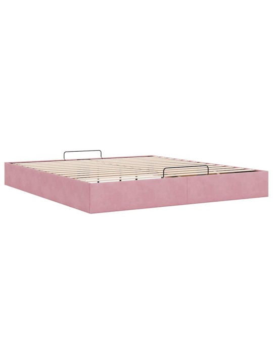 Ottomaanien sängyn runko ilman patjaa pinkki 200x200 cm sametti