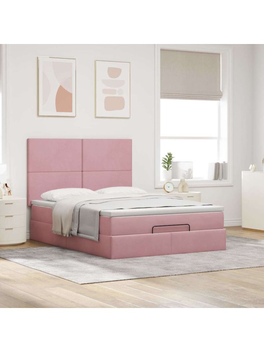 Ottomaanisänky patjoineen pinkki 140x190cm sametti