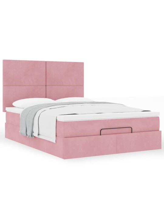 Ottomaanisänky patjoineen pinkki 140x190cm sametti