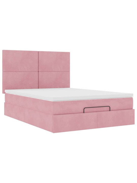 Ottomaanisänky patjoineen pinkki 140x190cm sametti