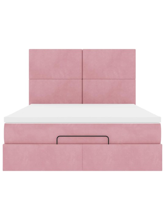 Ottomaanisänky patjoineen pinkki 140x190cm sametti