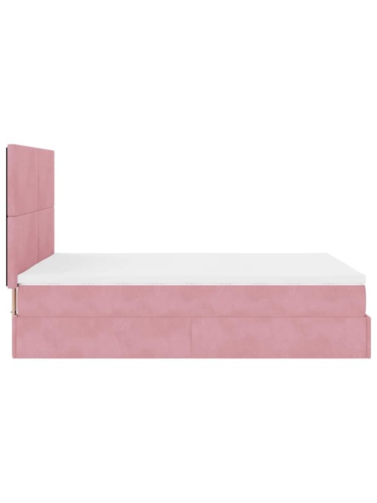Ottomaanisänky patjoineen pinkki 140x190cm sametti