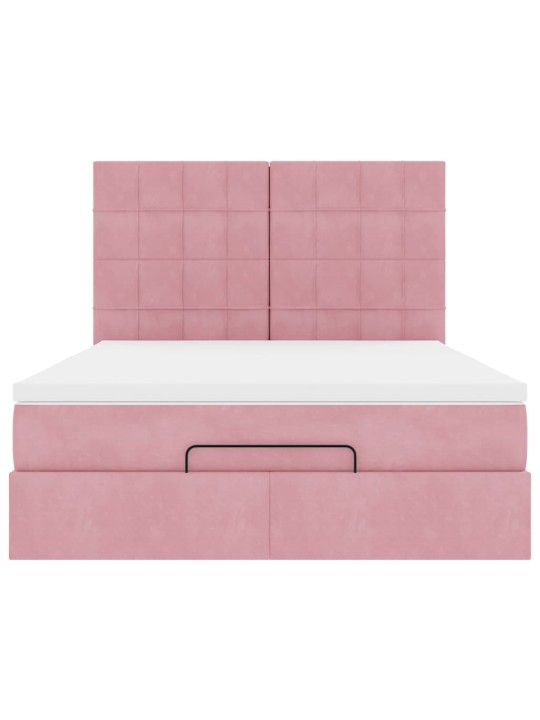 Ottomaanisänky patjoineen pinkki 140x190cm sametti