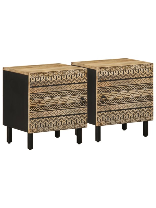 Sänkykaapit 2 kpl musta 40x33,5x46 cm massiivipuuta mango